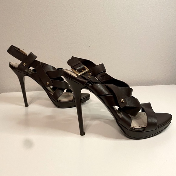 ZARA WOMAN COLLECTION Dark Brown Strappy Platform Heels SZ 40 9 - Picture 3 of 10